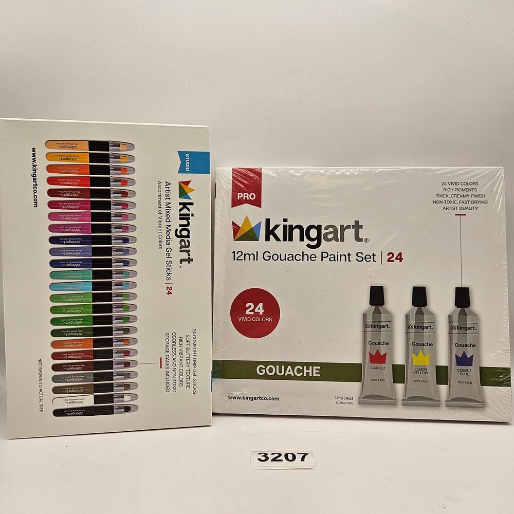 KINGART GOUACHE PAINT SET & GEL STICKS ART SUPPLY BUNDLE NEW
